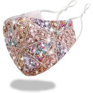 Women's Sparkly Sequin Face Cover Glitter Cotton Sequins Mixed Color Gold